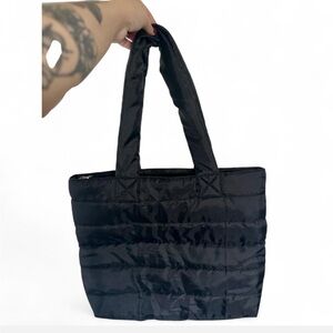 Black Quilted Tote Bag